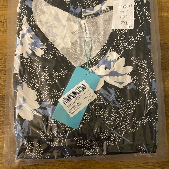 Amazon Tops - Popyoung V-Neck Floral Print 2XL - Picture 2 of 6